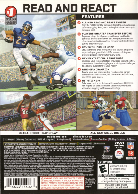 Madden NFL 08 — Box back