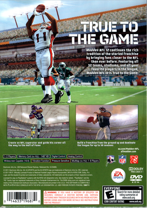 Madden NFL 12 — Box back
