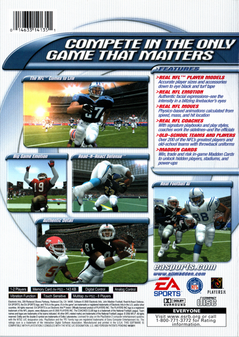 Madden NFL 2001 — Box back