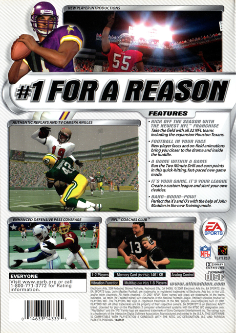 Madden NFL 2002 — Box back