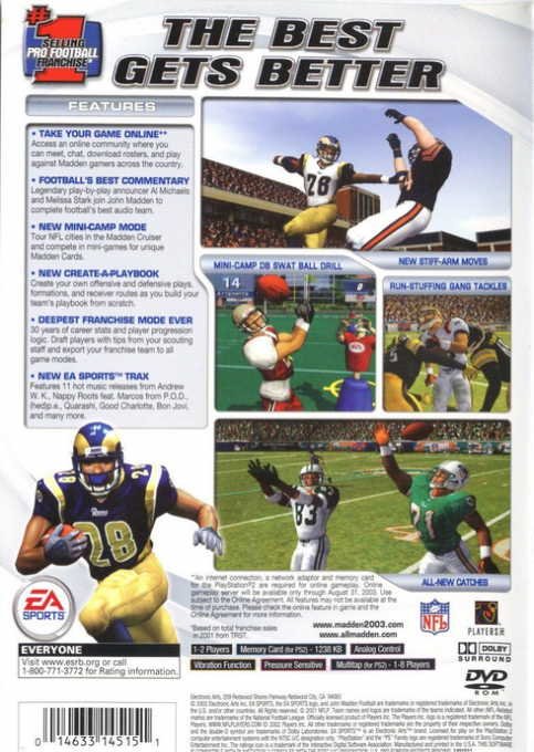 Madden NFL 2003 — Box back