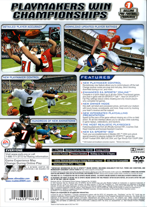 Madden NFL 2004 — Box back
