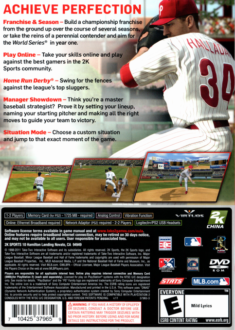 Major League Baseball 2K11 — Box back