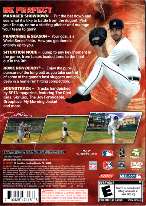 Major League Baseball 2K12 — Box back