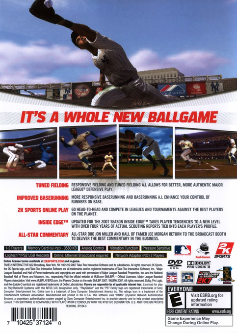 Major League Baseball 2K7 — Box back
