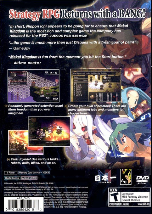 Makai Kingdom : Chronicles of the Sacred Tome — Box back