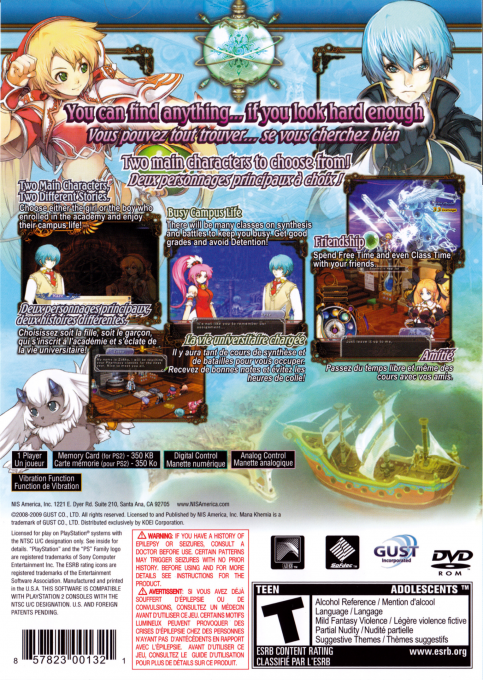Mana Khemia 2 : Fall of Alchemy — Box back