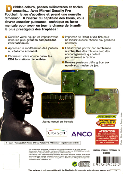 Marcel Desailly Pro Football — Box back