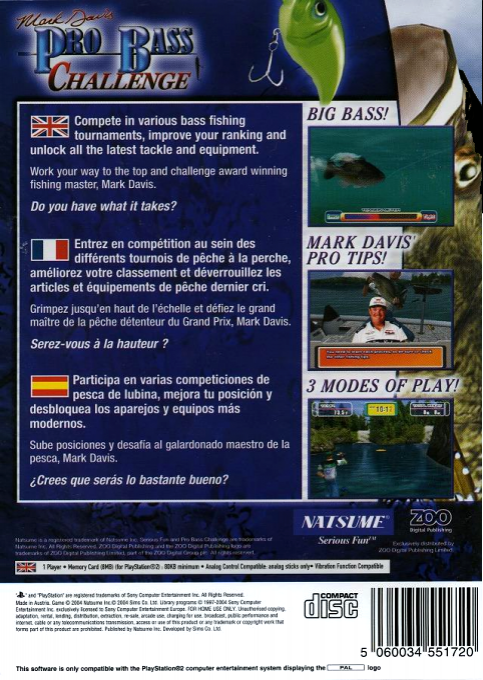 Mark Davis Pro Bass Challenge — Box back
