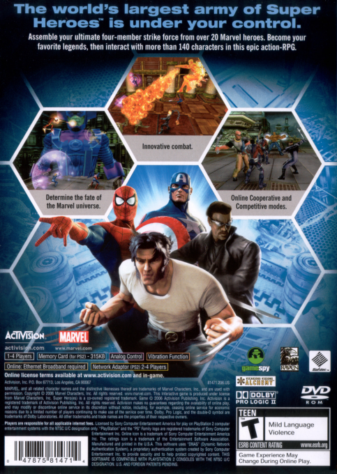 Marvel : Ultimate Alliance — Box back