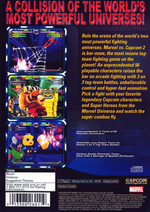 Marvel vs. Capcom 2 — Box back