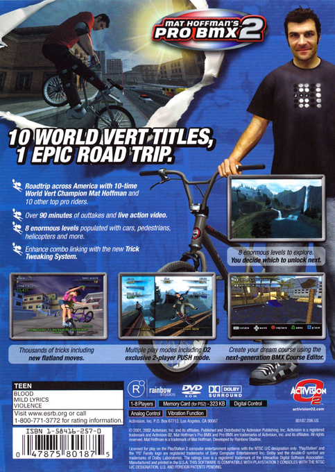 Mat Hoffman's Pro BMX 2 — Box back