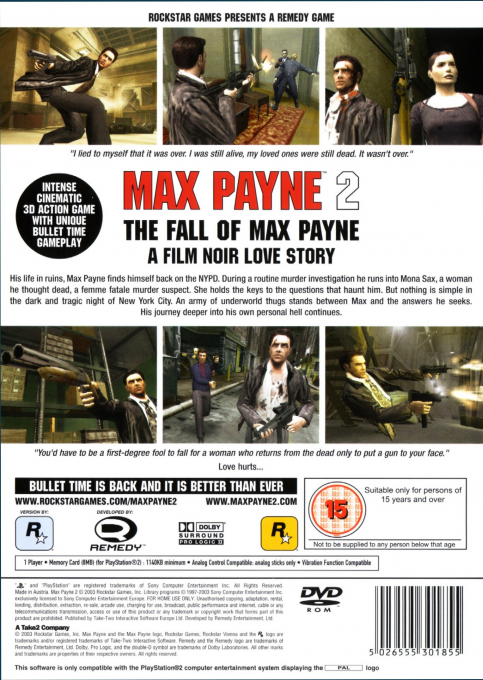 Max Payne 2 : The Fall of Max Payne — Box back