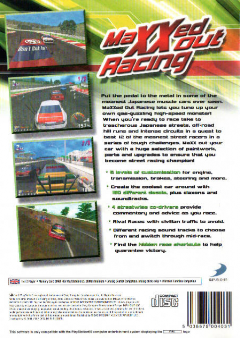 Maxxed Out Racing — Box back