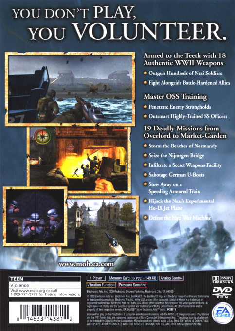 Medal of Honor : Frontline — Box back