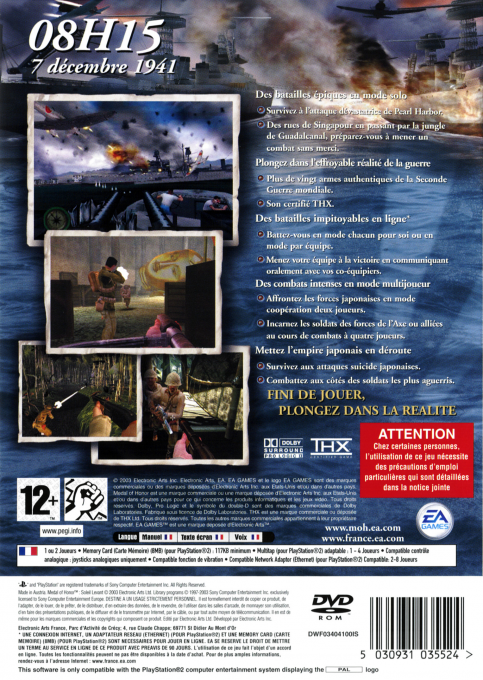 Medal of Honor : Soleil Levant — Box back