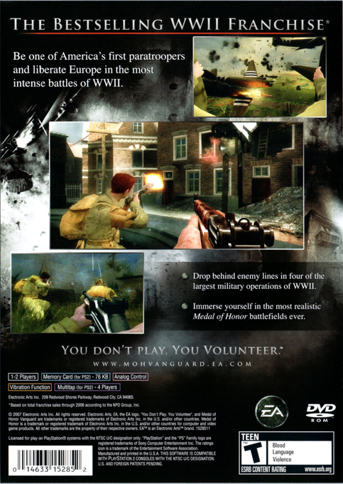 Medal of Honor : Vanguard — Box back