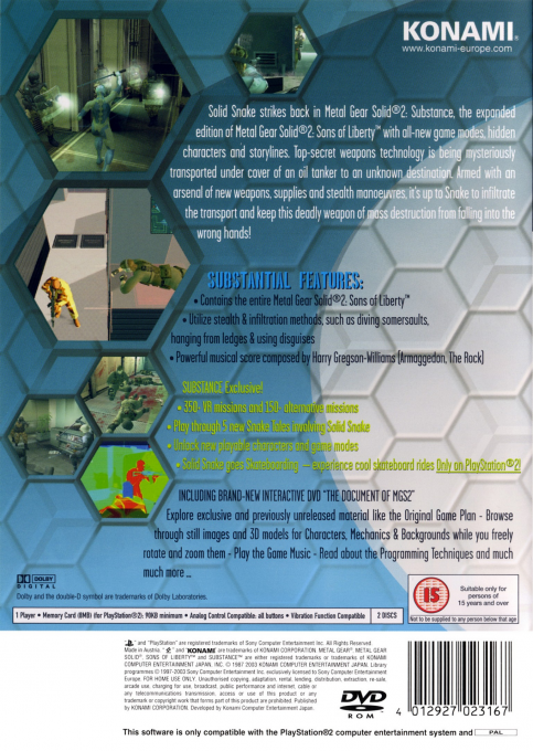 Metal Gear Solid 2 : Substance — Box back