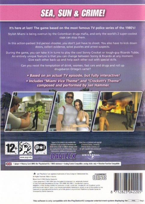 Miami Vice — Box back