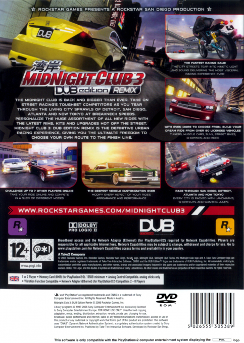 Midnight Club 3 : DUB Edition Remix — Box back