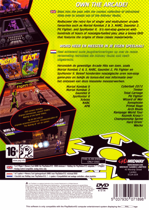 Midway Arcade Treasures 2 — Box back