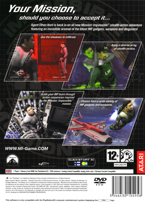 Mission : Impossible : Operation Surma — Box back