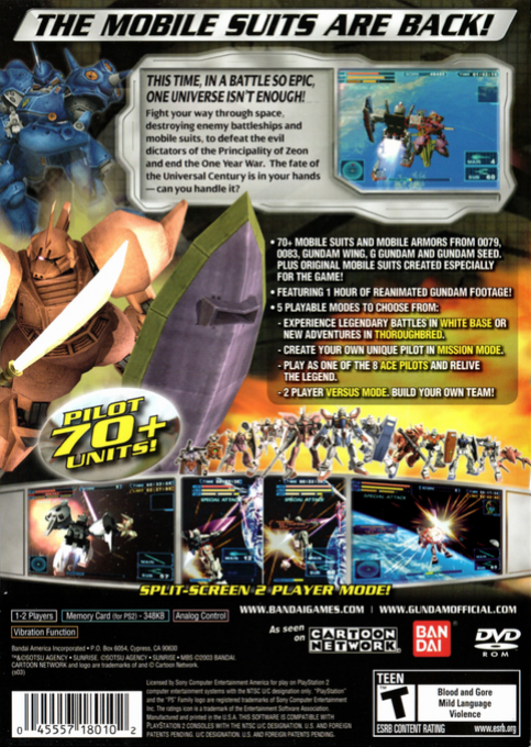 Mobile Suit Gundam : Encounters in Space — Box back