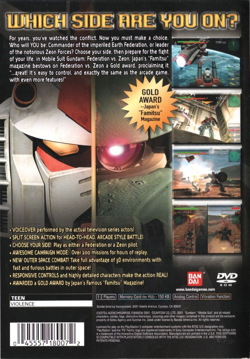 Mobile Suit Gundam : Federation vs. Zeon — Box back