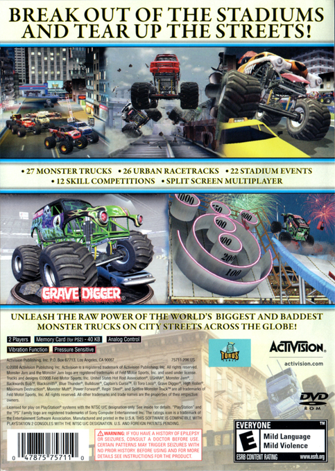Monster Jam : Urban Assault — Box back