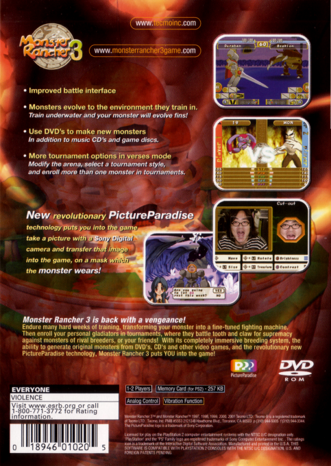 Monster Rancher 3 — Box back