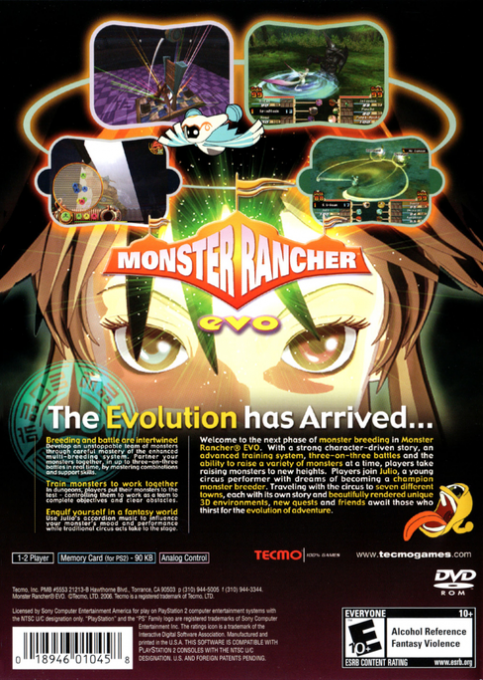 Monster Rancher Evo — Box back