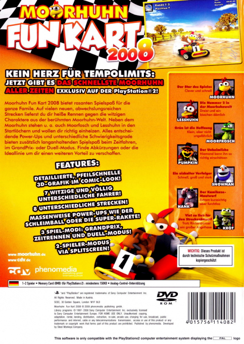 Moorhuhn Fun Kart 2008 — Box back