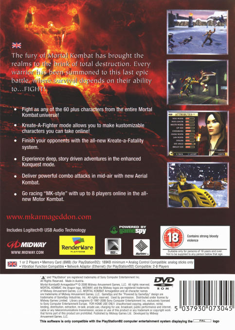 Mortal Kombat : Armageddon — Box back