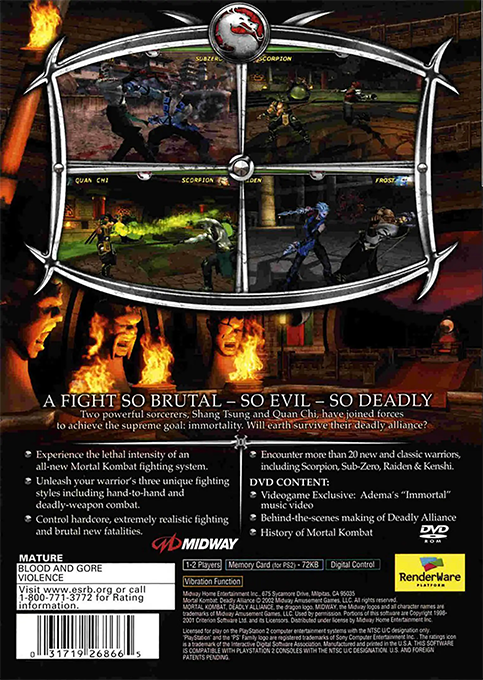 Mortal Kombat : Deadly Alliance — Box back