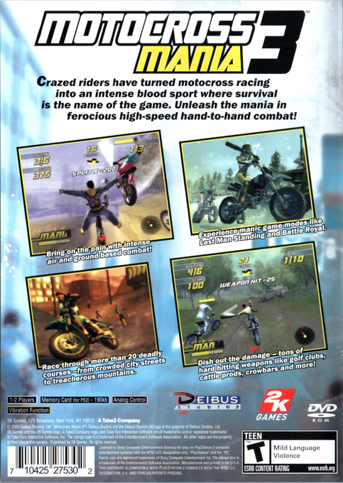 Motocross Mania 3 — Box back