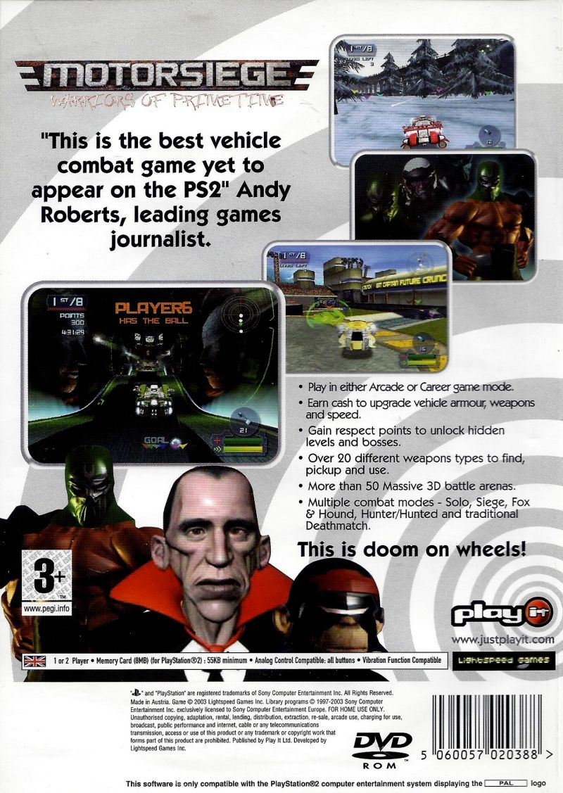 Motorsiege : Warriors of Primetime — Box back
