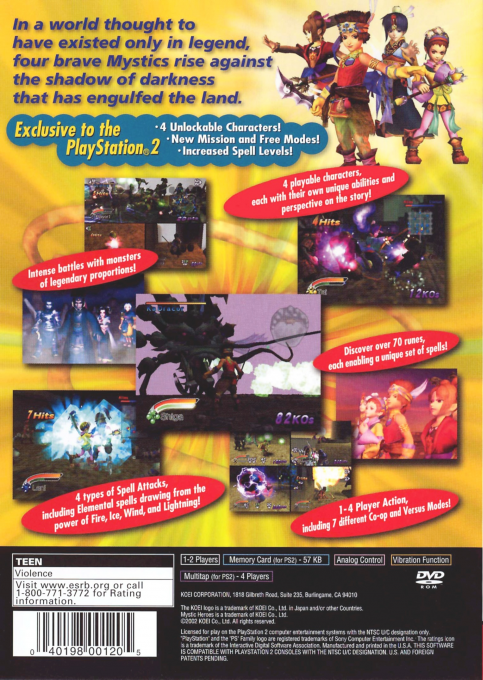 Mystic Heroes — Box back