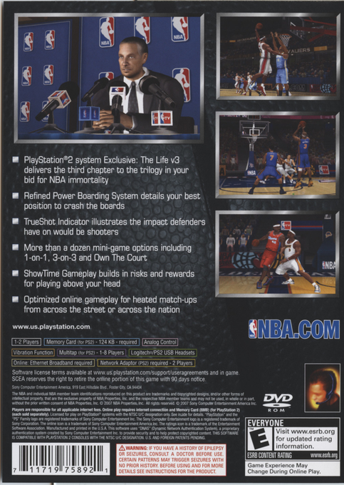 NBA 08 — Box back