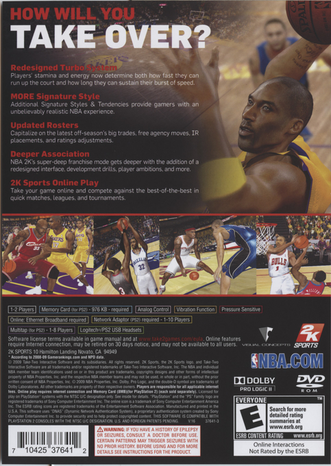 NBA 2K10 — Box back