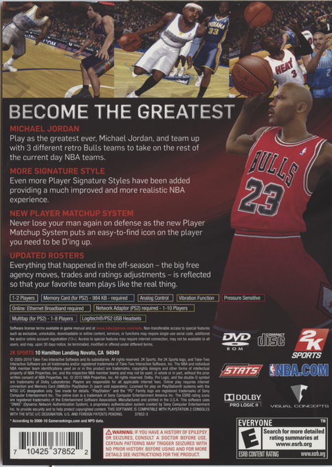 NBA 2K11 — Box back