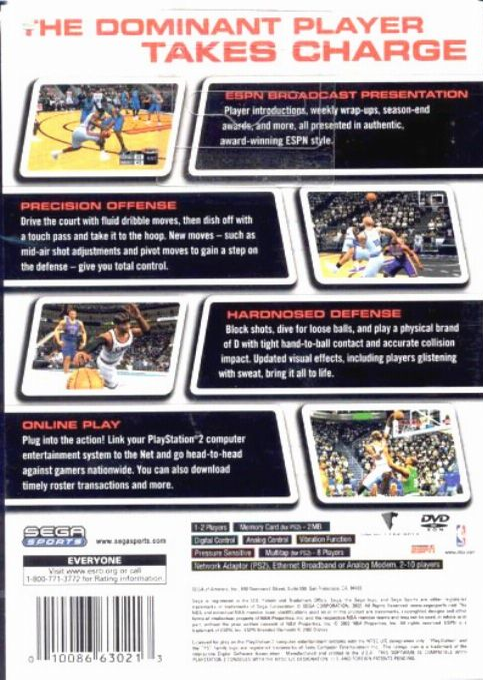 NBA 2K3 — Box back