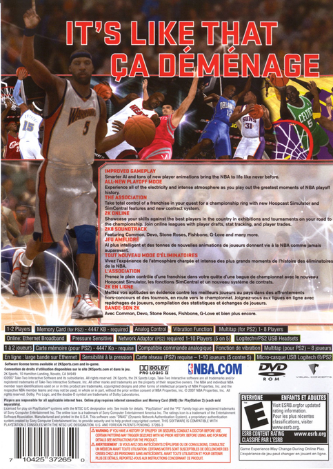 NBA 2K8 — Box back