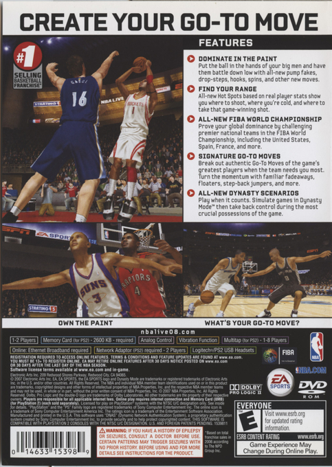 NBA Live 08 — Box back