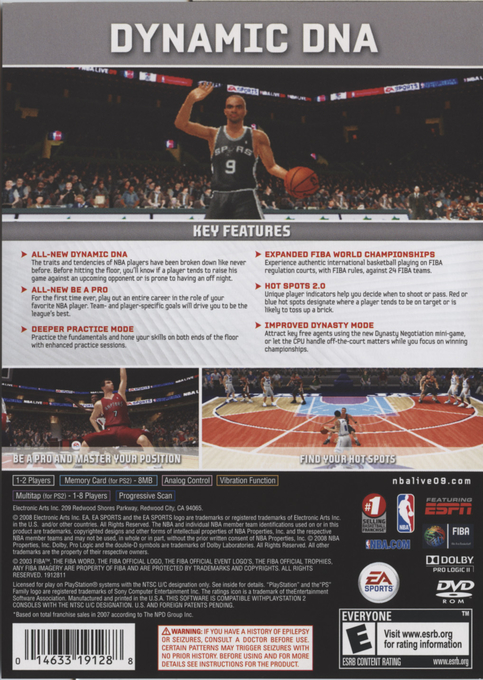 NBA Live 09 — Box back