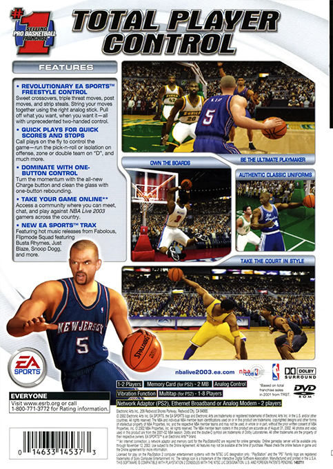 NBA Live 2003 — Box back