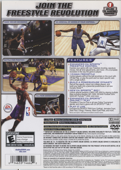 NBA Live 2004 — Box back