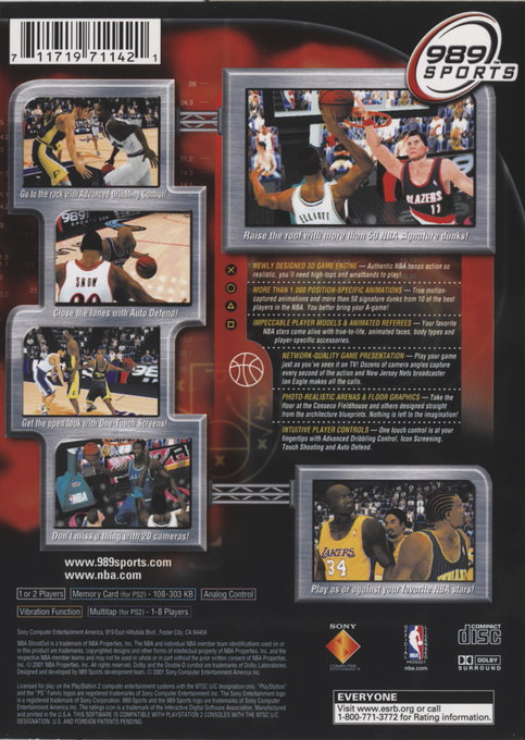 NBA ShootOut 2001 — Box back