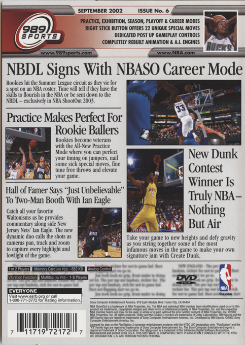NBA ShootOut 2003 — Box back