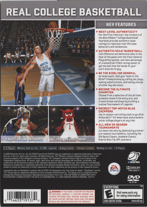 NCAA Basketball 09 — Box back