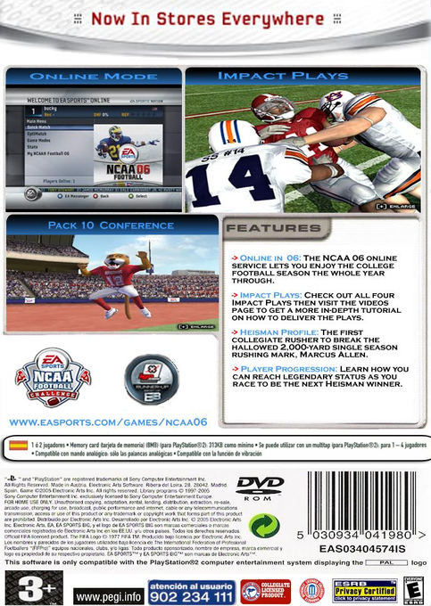 NCAA Football 06 — Box back